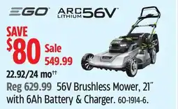 Canadian Tire 56V Brushless Mower, 21 with 6Ah Battery & Charger offer