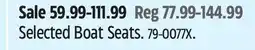 Canadian Tire Selected Boat Seats offer