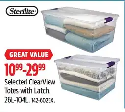Canadian Tire Selected ClearView Totes with Latch offer
