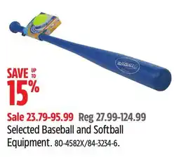 Canadian Tire Selected Baseball and Softball Equipment offer