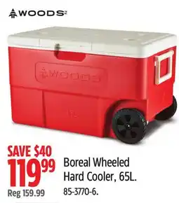 Canadian Tire WOODS Boreal Wheeled Hard Cooler, 65L offer