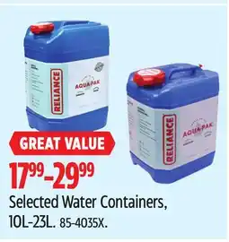 Canadian Tire Reliance Selected Water Containers offer