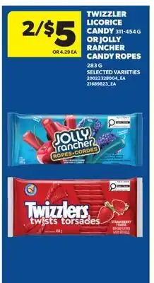 Real Canadian Superstore TWIZZLER LICORICE CANDY, 311-454 G OR JOLLY RANCHER CANDY ROPES, 283 G offer