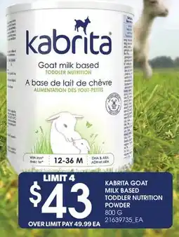 Real Canadian Superstore KABRITA GOAT MILK BASED TODDLER NUTRITION POWDER offer