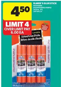Real Canadian Superstore ELMER'S GLUE STICK WASHABLE DISAPPEARING PURPLE, 3X20 G, 9'S offer