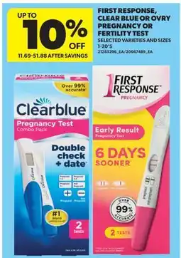 Real Canadian Superstore FIRST RESPONSE, CLEAR BLUE OR OVRY PREGNANCY OR FERTILITY TEST, 1-20 S offer