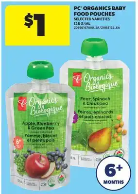 Real Canadian Superstore PC ORGANICS BABY FOOD POUCHES, 128 G/ML offer