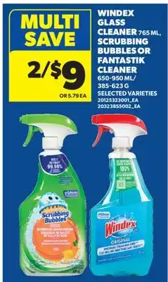 Real Canadian Superstore WINDEX GLASS CLEANER, 765 ML, SCRUBBING BUBBLES OR FANTASTIK CLEANER, 650-950 ML/ 385-623 G offer