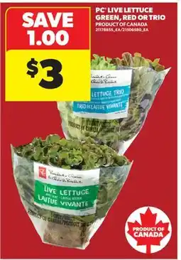 Real Canadian Superstore PC LIVE LETTUCE GREEN, RED OR TRIO offer
