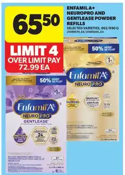 Real Canadian Superstore ENFAMIL A + NEUROPRO AND GENTLEASE POWDER REFILLS, 862/890 G offer
