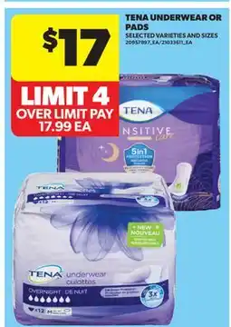 Real Canadian Superstore TENA UNDERWEAR OR PADS offer
