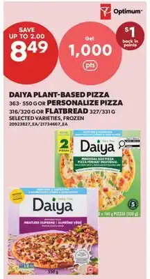 Real Canadian Superstore DAIYA PLANT-BASED PIZZA, 363-550 G OR PERSONALIZE PIZZA, 316/320 G OR FLATBREAD, 327/331 G offer