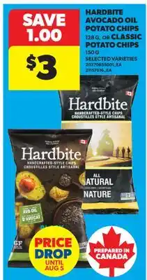 Real Canadian Superstore HARDBITE AVOCADO OIL POTATO CHIPS 128 G, OR CLASSIC POTATO CHIPS, 150 G offer