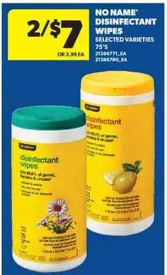 Real Canadian Superstore NO NAME DISINFECTANT WIPES, 75'S offer
