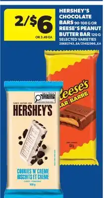 Real Canadian Superstore HERSHEY'S CHOCOLATE BARS, 90-108 G OR REESE'S PEANUT BUTTER BAR, 120 G offer