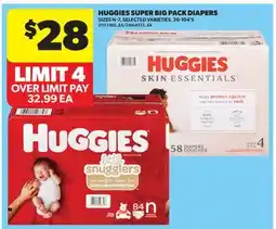 Real Canadian Superstore HUGGIES SUPER BIG PACK DIAPERS SIZES N-7, 36-104'S offer