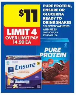 Real Canadian Superstore PURE PROTEIN, ENSURE OR GLUCERNA READY TO DRINK SHAKES offer