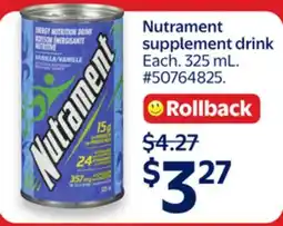 Walmart Nutrament Supplement Drink offer