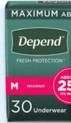 Walmart Depend incontinence underwear for women offer