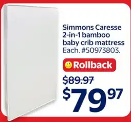 Walmart Simmons Caresse 2-in-1 bamboo baby crib mattress offer