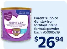 Walmart Parent's Choice Gentle+ iron fortified infant formula powder offer
