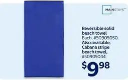Walmart Mainstays Reversible solid beach towel offer