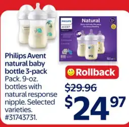 Walmart Philips Avent natural baby bottle 3-pack offer