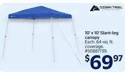 Walmart OZARK TRAIL 10' x 10' Slant-leg canopy offer
