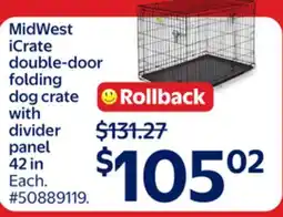 Walmart MidWest iCrate double-door folding dog crate with divider panel 42 in offer