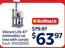 Walmart Vibrant Life 47 minimalist cat tree with condo offer