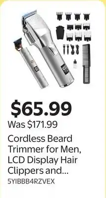 Walmart Cordless Beard Trimmer for Men, LCD Display Hair Clippers and Trimmer Sets offer