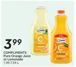 Sobeys COMPLIMENTS Pure Orange Juice or Lemonade offer