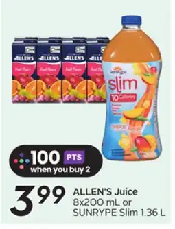Sobeys Juice 8x200 mL or Slim 1.36 L offer
