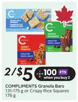 Sobeys COMPLIMENTS Granola Bars 131-175 g or Crispy Rice Squares 176 g offer