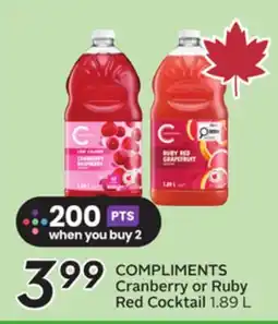 Sobeys COMPLIMENTS Cranberry or Ruby Red Cocktail offer
