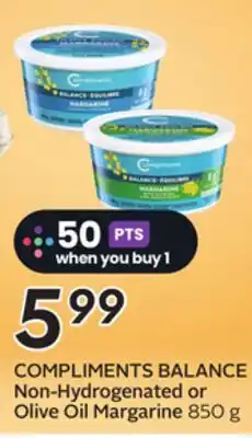 Sobeys COMPLIMENTS BALANCE Non-Hydrogenated or Olive Oil Margarine offer