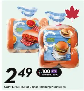 Sobeys COMPLIMENTS Hot Dog or Hamburger Buns offer