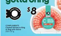 Sobeys COMPLIMENTS Cooked Shrimp in Ring or Bag with Sauce offer