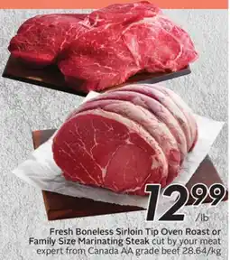 Sobeys Fresh Boneless Sirloin Tip Oven Roast or Family Size Marinating Steak offer