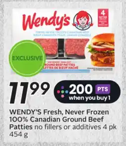Sobeys WENDY'S Fresh, Never Frozen 100% Canadian Ground Beef Patties offer