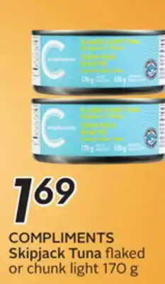 Sobeys COMPLIMENTS Skipjack Tuna flaked or chunk light offer