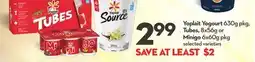 Longo's Yoplait Yogourt 630g pkg., Tubes, 8x50g or Minigo 6x50g pkg offer