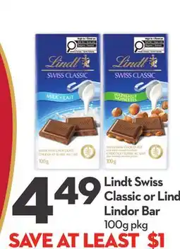 Longo's Lindt Swiss Classic or Lindor Bar offer