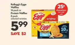 Longo's Kellogg's Egg Waffles 16 pack or Protein Waffles 8 pack offer