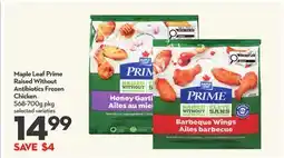 Longo's Maple Leaf Prime Raised Without Antibiotics Frozen Chicken offer