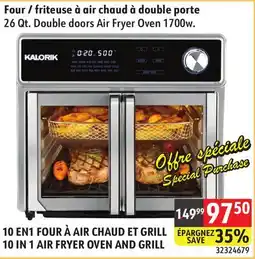 Sushi Shop Kalorik 26 Qt. Double doors Air Fryer Oven 1700w offer