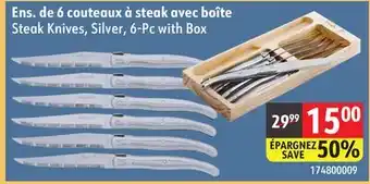 Sushi Shop Steak Knives, Silver, 6-Pc with Box offer