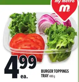 Metro BURGER TOPPINGS TRAY offer