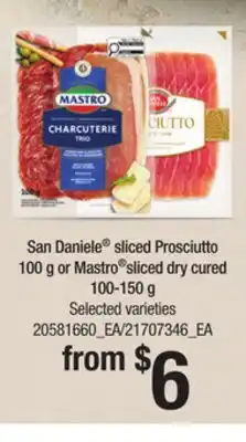 Loblaws SAN DANIELE SLICED PROSCIUTTO, 100 G OR MASTRO SLICED DRY CURED offer