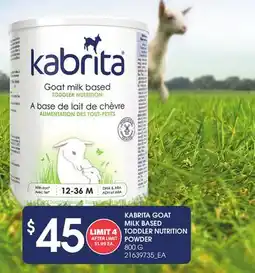 Loblaws KABRITA GOAT MILK BASED TODDLER NUTRITION POWDER offer